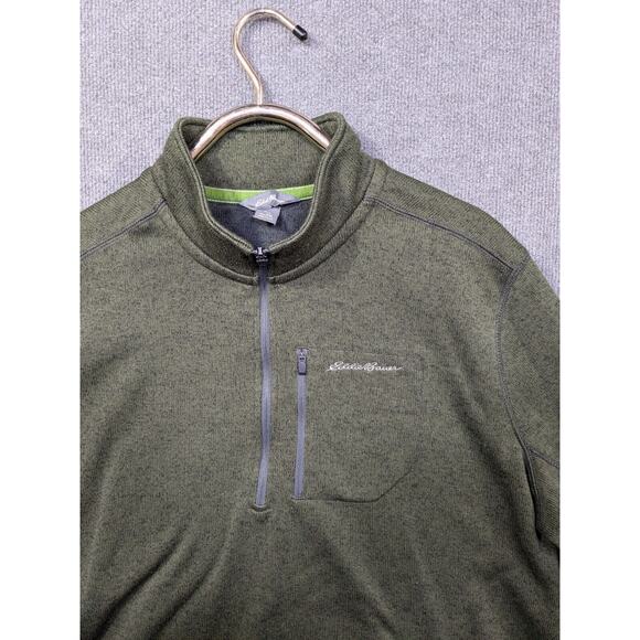 Eddie Bauer Pullover Mens 2XL Knit Sweatshirt 1/4 Zip Mock Neck Forest Green - Picture 2 of 10